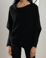 Xanthe | Damen Asymmetrischer Off-Shoulder Pullover in Schwarz