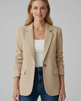 Xenia | Damen Roter Blazer mit Kerbe Revers in Beige