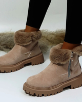 Yara | Damen Orthopädische Winter Stiefeletten Aus Wildleder Mit Weichem Futter Und Reißverschluss in Aprikose
