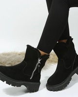 Yara | Damen Orthopädische Winter Stiefeletten Aus Wildleder Mit Weichem Futter Und Reißverschluss in Schwarz