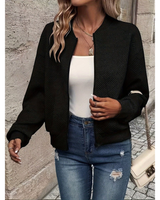 Yasmina | Bomberjacke Damen mit Reißverschluss und Taschen in Schwarz