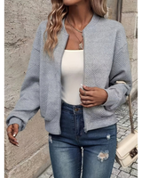 Yasmina | Bomberjacke Damen mit Reißverschluss und Taschen in Grau