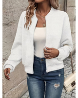 Yasmina | Bomberjacke Damen mit Reißverschluss und Taschen in Weiß