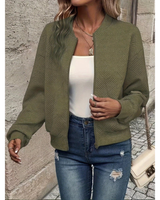 Yasmina | Bomberjacke Damen mit Reißverschluss und Taschen in Olivgrün