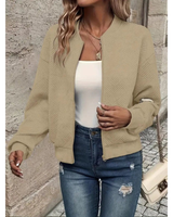 Yasmina | Bomberjacke Damen mit Reißverschluss und Taschen in Braun