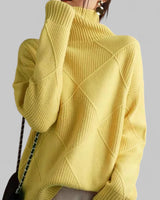 Susanne | Rollkragen Locker Geschnittener Pullover für Damen in Gelb