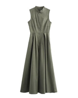 Zaira | Damen Maxikleid A-Linie Elegant Leicht Sommer in Olivgrün