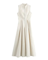Zaira | Damen Maxikleid A-Linie Elegant Leicht Sommer in Gebrochenes Weiß
