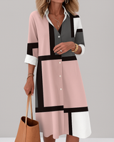 Zaria | Damen Geometrisches Muster Hemdkleid in Rosa
