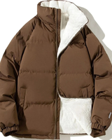 Zelda | Damen Puffer Winterjacke mit Stehkragen in Kaffee