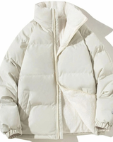 Zelda | Damen Puffer Winterjacke mit Stehkragen in Cremeweiß