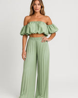 Zweiteiler Set Top Hose Elegant in Hellgrün