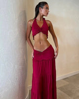 Zweiteiler Set Top Rock Cutout in Rot