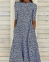 Xylara - Florales Midikleid mit Soft-Touch in Dunkelblau